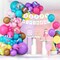 Rainbow Colorful Balloons Arch for Candy Sweet One Two Donut Grow Up Ice Cream Birthday Party Decorations Pastel Purple Pink Blue Yellow Brown Confetti Latex Balloons Garland with Long Balloons